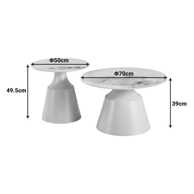 Sculpt coffee tables pakoworld set of 2 cappuccino metal-sintered stone white marble