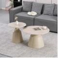 Sculpt coffee tables pakoworld set of 2 cappuccino metal-sintered stone in traverten look