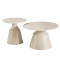 Sculpt coffee tables pakoworld set of 2 cappuccino metal-sintered stone in traverten look