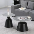 Sculpt coffee tables pakoworld set of 2 black metal-sintered stone gray marble