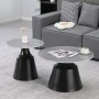 Sculpt coffee tables pakoworld set of 2 black metal-sintered stone gray marble