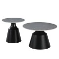 Sculpt coffee tables pakoworld set of 2 black metal-sintered stone gray marble