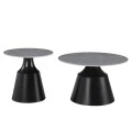 Sculpt coffee tables pakoworld set of 2 black metal-sintered stone gray marble