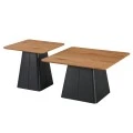 Square coffee tables pakoworld set of 2 pcs black metal-mdf in natural shade