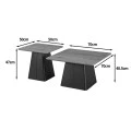 Square coffee tables pakoworld set of 2 pcs black metal-mdf in natural shade