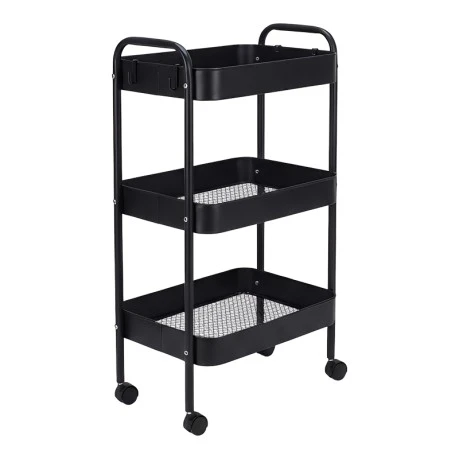 3-tier trolley Nedea pakoworld black metal 41x30x77cm
