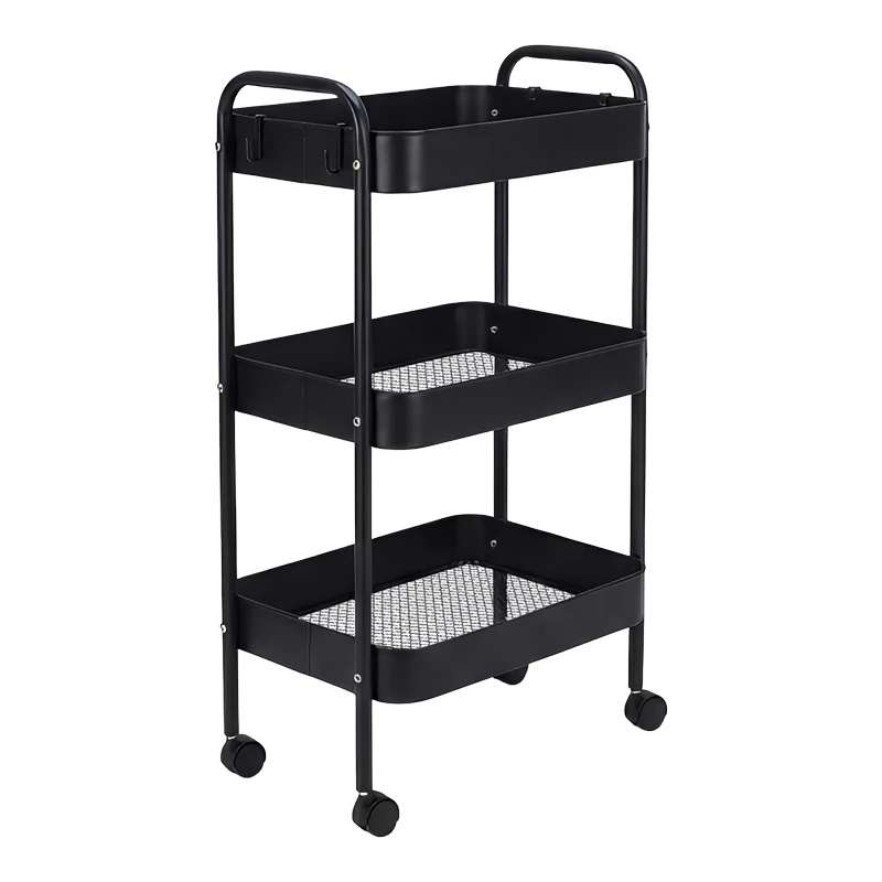 3-tier trolley Nedea pakoworld black metal 41x30x77cm