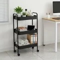 3-tier trolley Nedea pakoworld black metal 41x30x77cm