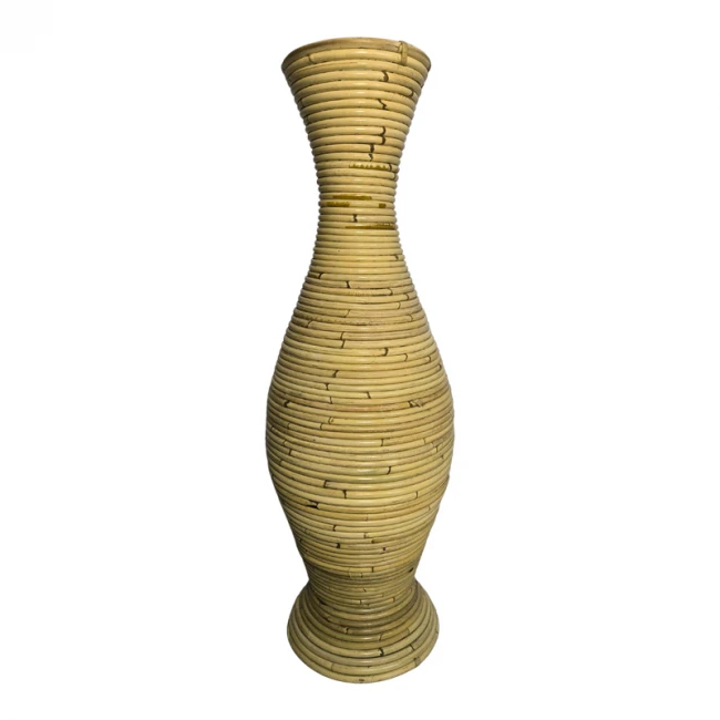 Βάζο Virnia Inart pe rattan σε φυσική απόχρωση Φ40x70εκ