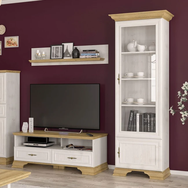 Showcase Jaden pakoworld golden oak-white antique 70.5x43x197.5cm