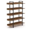 Βιβλιοθήκη Almond pakoworld καρυδί-μαύρο 119x27x185εκ