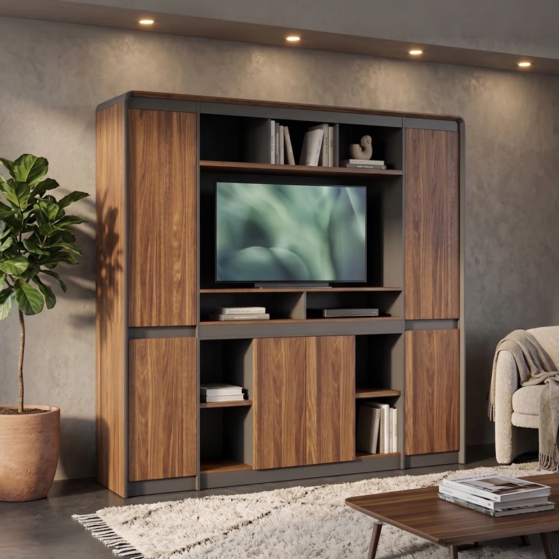 Professional bookcase Oscar pakoworld walnut-anthracite 200x40x200cm