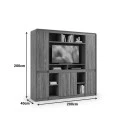 Professional bookcase Oscar pakoworld walnut-anthracite 200x40x200cm