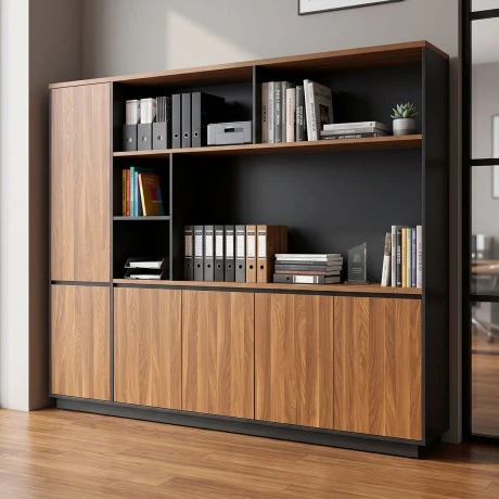 Professional bookcase Oukda pakoworld walnut anthracite 200x40x200cm