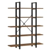 Bookcase Esthon pakoworld walnut-black metal 120x28x180cm