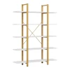 Esthon pakoworld bookcase in white marble finish with gold metal 120x28x180cm