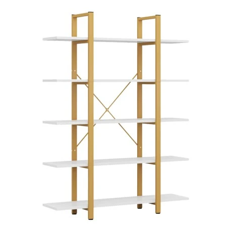 Esthon pakoworld bookcase in white marble finish with gold metal 120x32x180cm