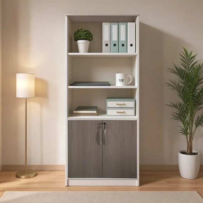 Office bookcase Armadi pakoworld in sonoma-white color 80x40x200cm