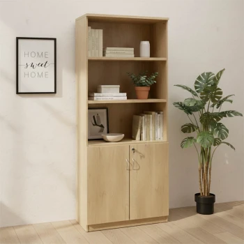 Βιβλιοθήκη γραφείου επαγγελματική Amazon pakoworld χρώμα sonoma 80x40x200εκ