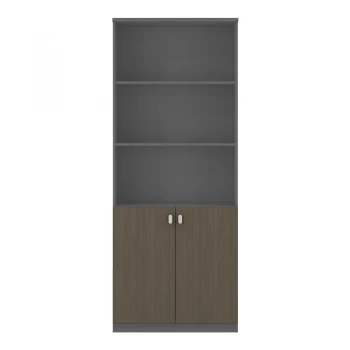 Βιβλιοθήκη γραφείου επαγγελματική Denith pakoworld ανθρακί-καρυδί 80x40x200εκ