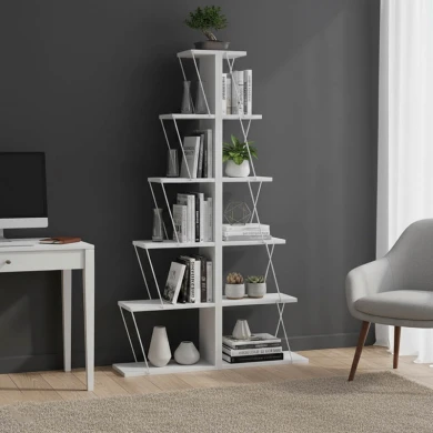 Βιβλιοθήκη mini Tars pakoworld λευκό 100x22x150εκ