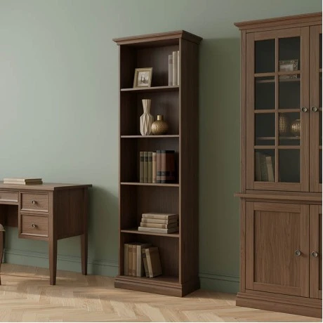 Bookcase Mozart pakoworld in walnut color 60x34,5x202,5cm