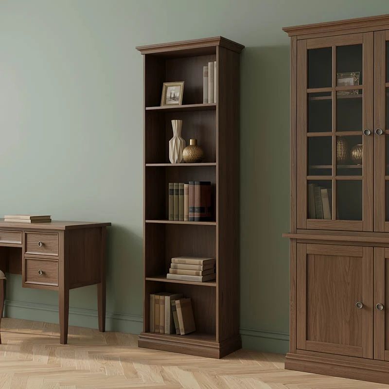 Bookcase Mozart pakoworld in walnut color 60x34,5x202,5cm