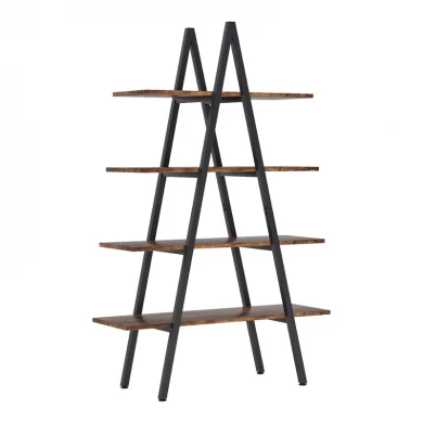 Βιβλιοθήκη Naroki pakoworld μέταλλο μαύρο με καρυδί απόχρωση 90x30x155εκ