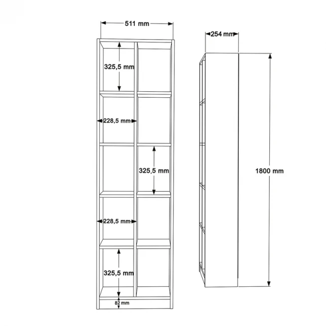 Βιβλιοθήκη Oteca 10θέσεων pakoworld σε φυσική απόχρωση 51.1x25.4x180εκ