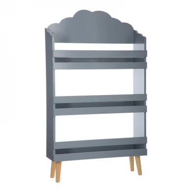 Kid's bookcase Penzia pakoworld mdf in grey color and legs in natural color 58x18x100cm