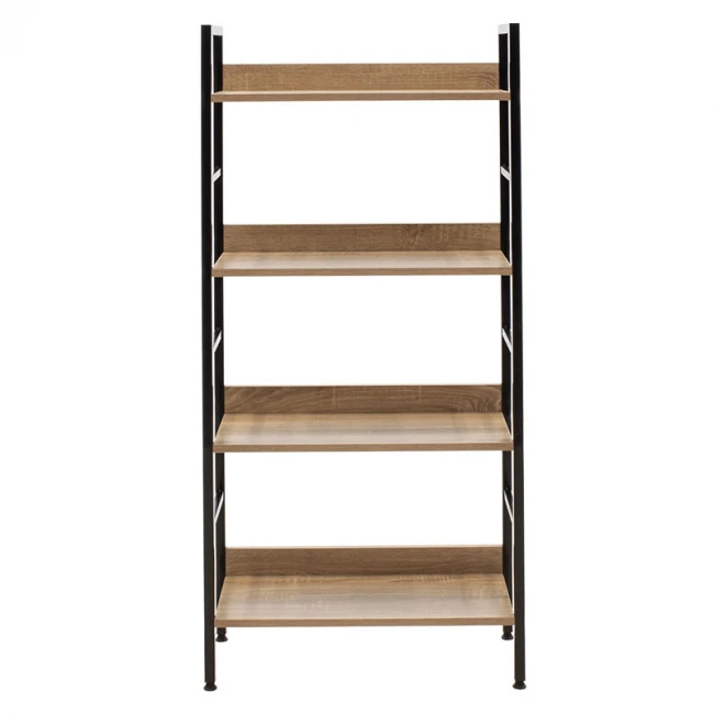 Βιβλιοθήκη- Ραφιέρα Ramon pakoworld φυσικό-μαύρο 60x28x125,5εκ
