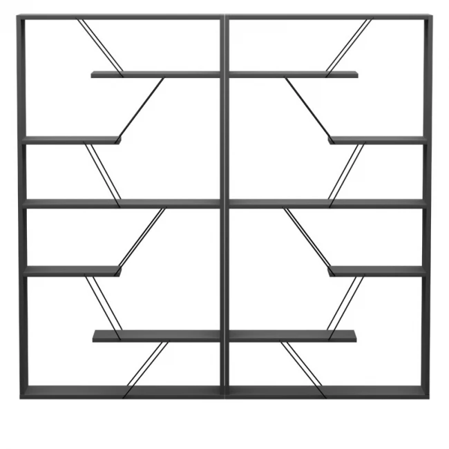Βιβλιοθήκη Tars pakoworld ανθρακί-μαύρο 168x24x157εκ