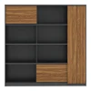 Oscar pakoworld professional office display bookcase melamine in walnut-charcoal shade 180x40x180cm