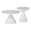 Βοηθητικά τραπέζια Coozlin Inart sintered stone σε απόχρωση λευκό μαρμάρου με λευκό μέταλλο