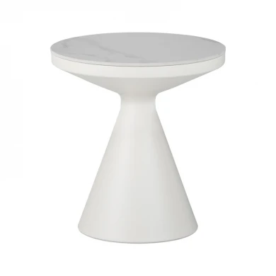 Side table Coozlin Inart white marble with white metal