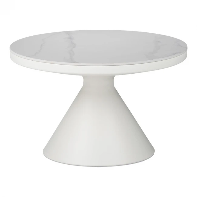 Βοηθητικά τραπέζια Coozlin Inart sintered stone σε απόχρωση λευκό μαρμάρου με λευκό μέταλλο