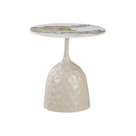 Side table Amphora pakoworld cappuccino metal-marble-look travertine D50x47cm
