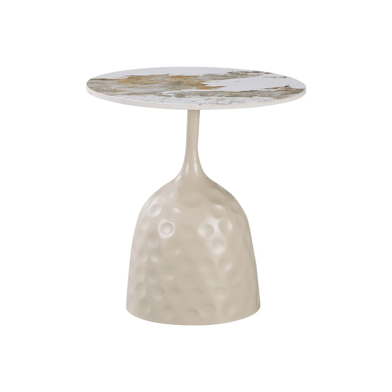 Side table Amphora pakoworld cappuccino metal-marble-look travertine D50x47cm