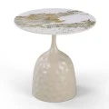 Side table Amphora pakoworld cappuccino metal-marble-look travertine D50x47cm