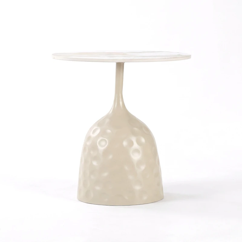 Side table Amphora pakoworld cappuccino metal-marble-look travertine D50x47cm