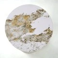 Side table Amphora pakoworld cappuccino metal-marble-look travertine D50x47cm