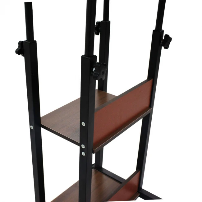 Βοηθητικό τραπέζι Babs pakoworld τροχήλατο καρυδί-μαύρο 60x40x71-92εκ