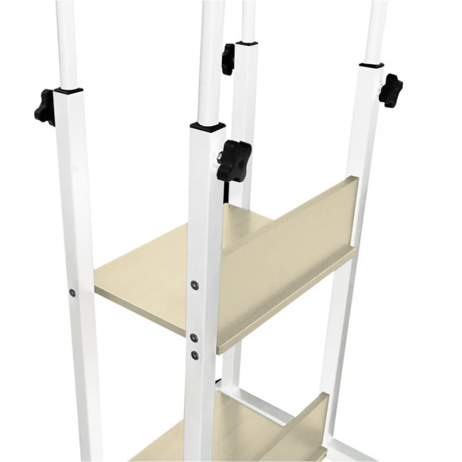 Βοηθητικό τραπέζι Babs pakoworld τροχήλατο λευκό-φυσικό 60x40x71-92εκ