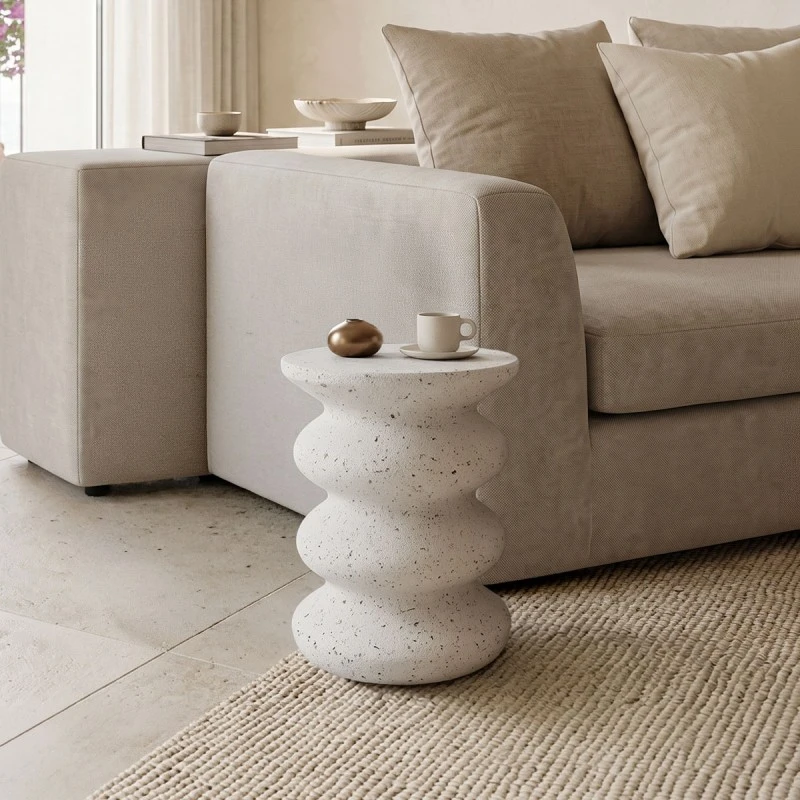 Side table Bellon pakoworld white MGO D40x46cm
