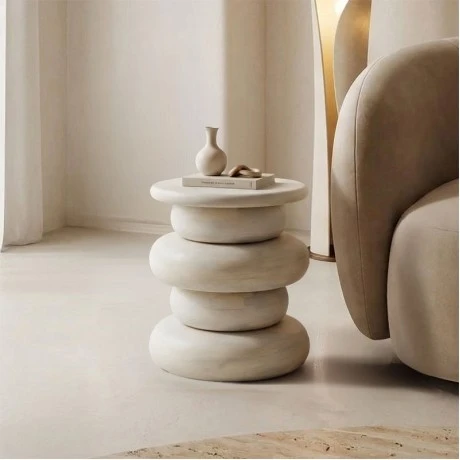 Side table Circena pakoworld solid mango wood white D40x45cm