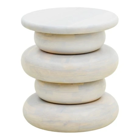 Side table Circena pakoworld solid mango wood white D40x45cm