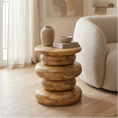 Side table Circena pakoworld solid mango wood in natural color D40x45cm