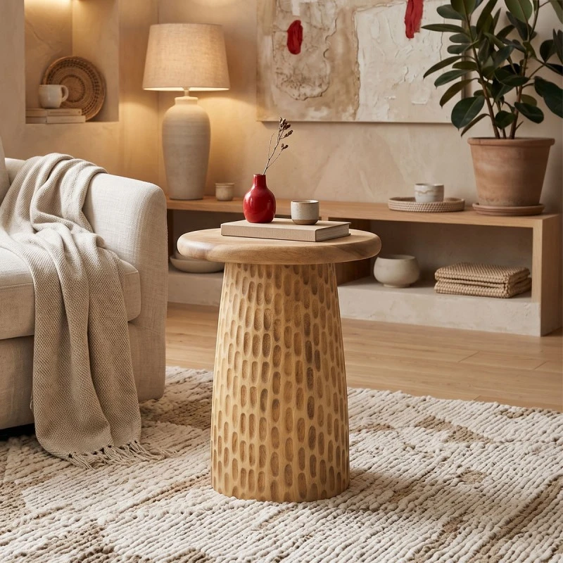 Side table Cortney pakoworld suar wood in natural shade D40x50cm