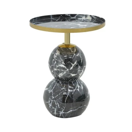 Side table Dearest Inart marble black-gold metal D41x57cm