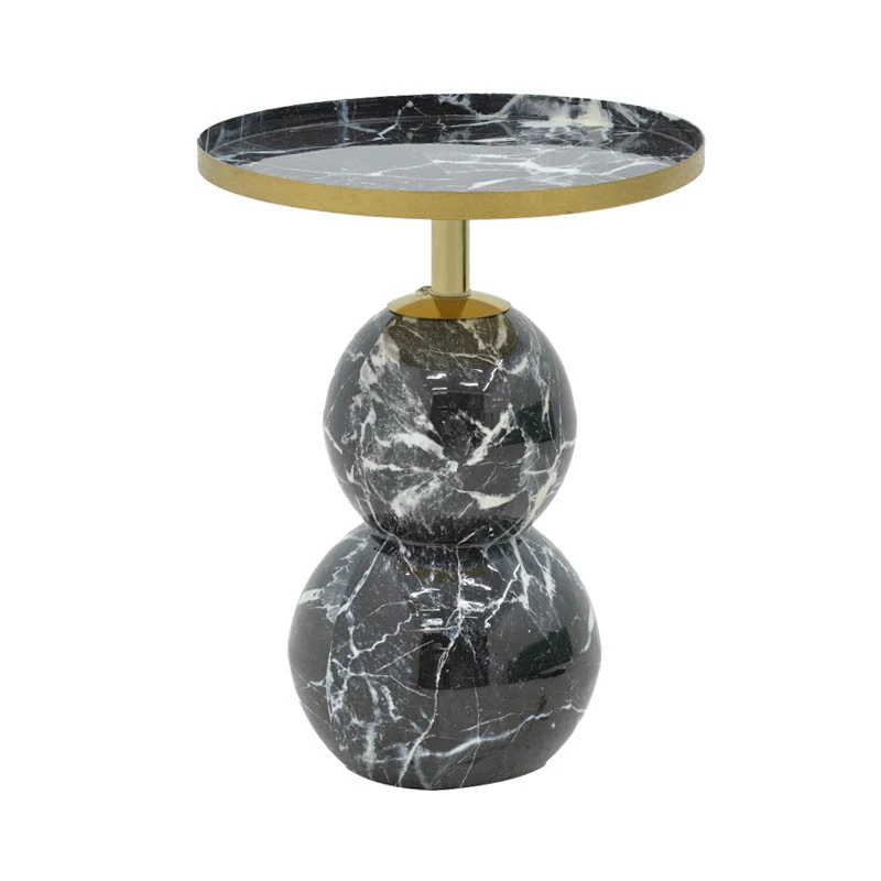Side table Dearest Inart marble black-gold metal D41x57cm